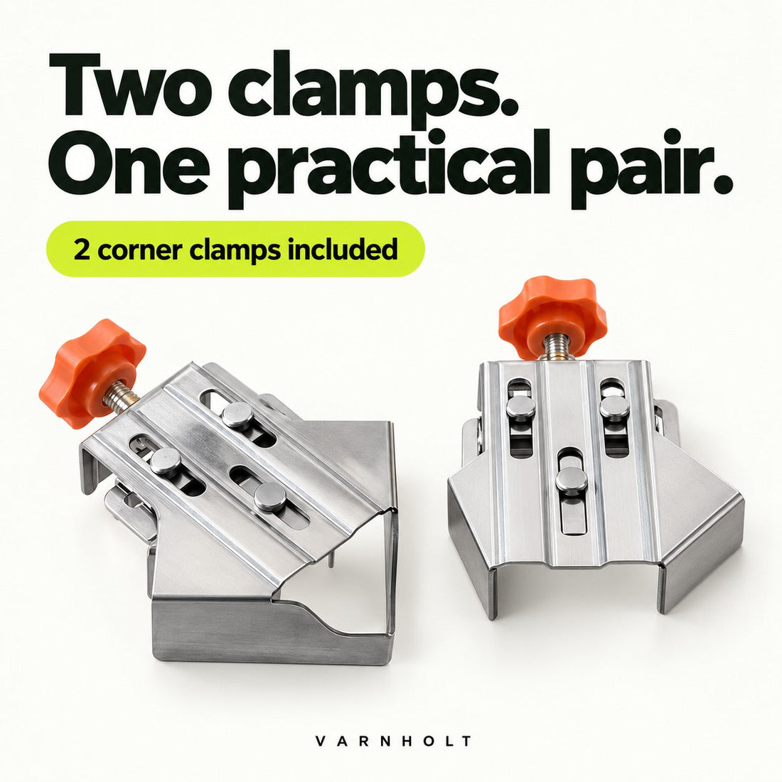 2 corner clamps. Other tools and props shown are not included.